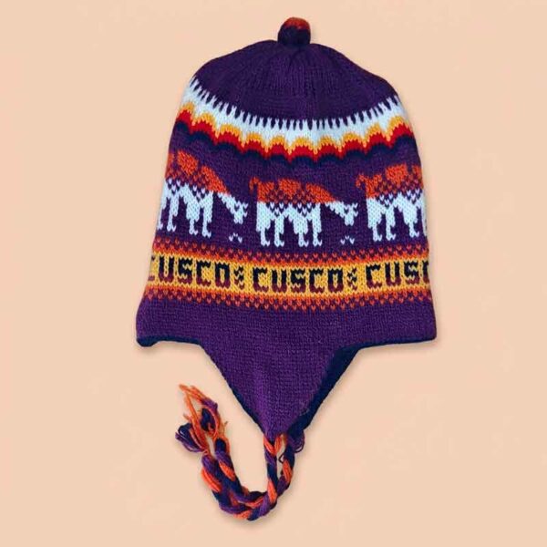 Gorro Chullo Unisex de Lana de Alpaca con Orejeras