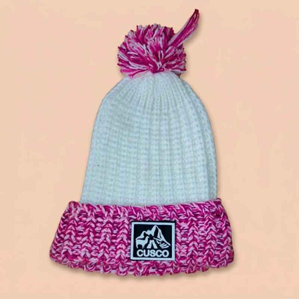 Gorra Tejida de Lana de Alpaca Unisex con Pompon Cusco