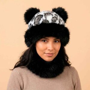 Gorra de Piel y Lana de Alpaca para Mujer con Orejitas